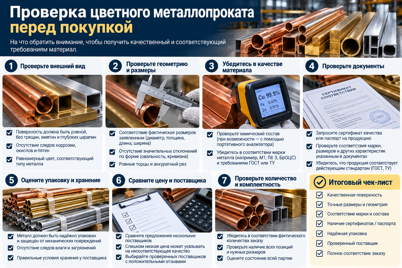 Проверка цветного металлопроката перед покупкой